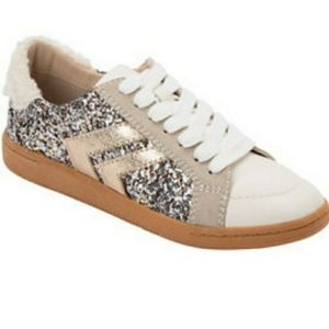 Dolce Vita, neil plush, lace up sneaker, glitter